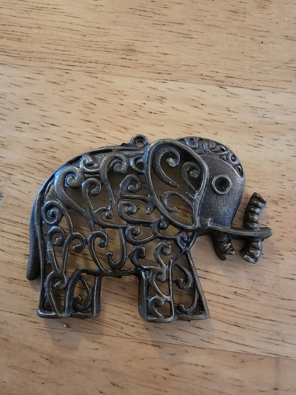 Brass Filigree Elephant Pendant